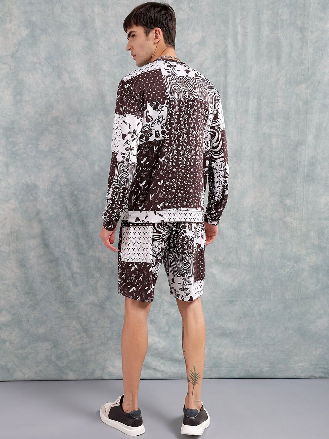 The Indian Garage Co Brown Printed Sweatshirt With Shorts