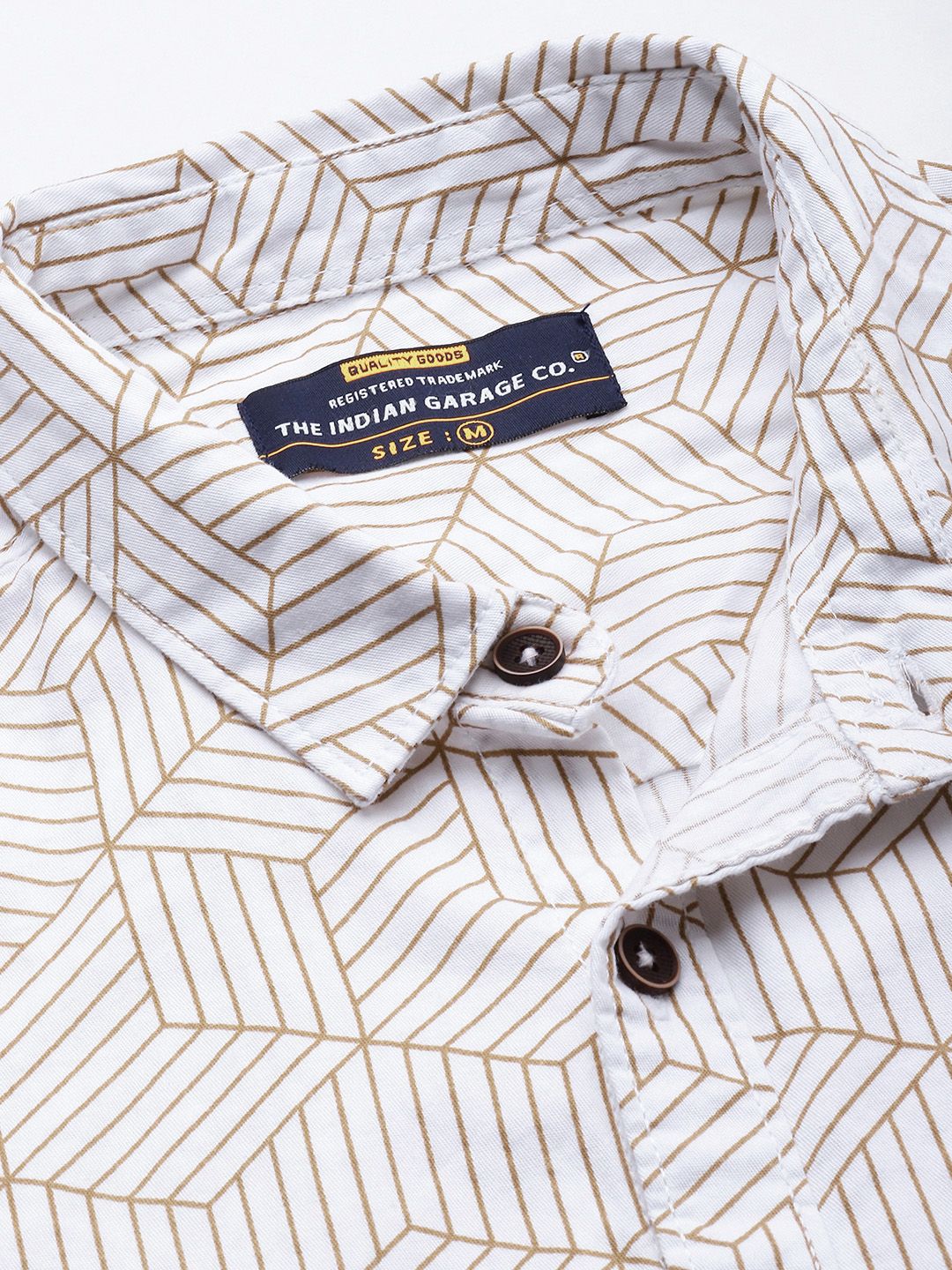 The Indian Garage Co Men White Printed Pure Cotton Casual Shirt