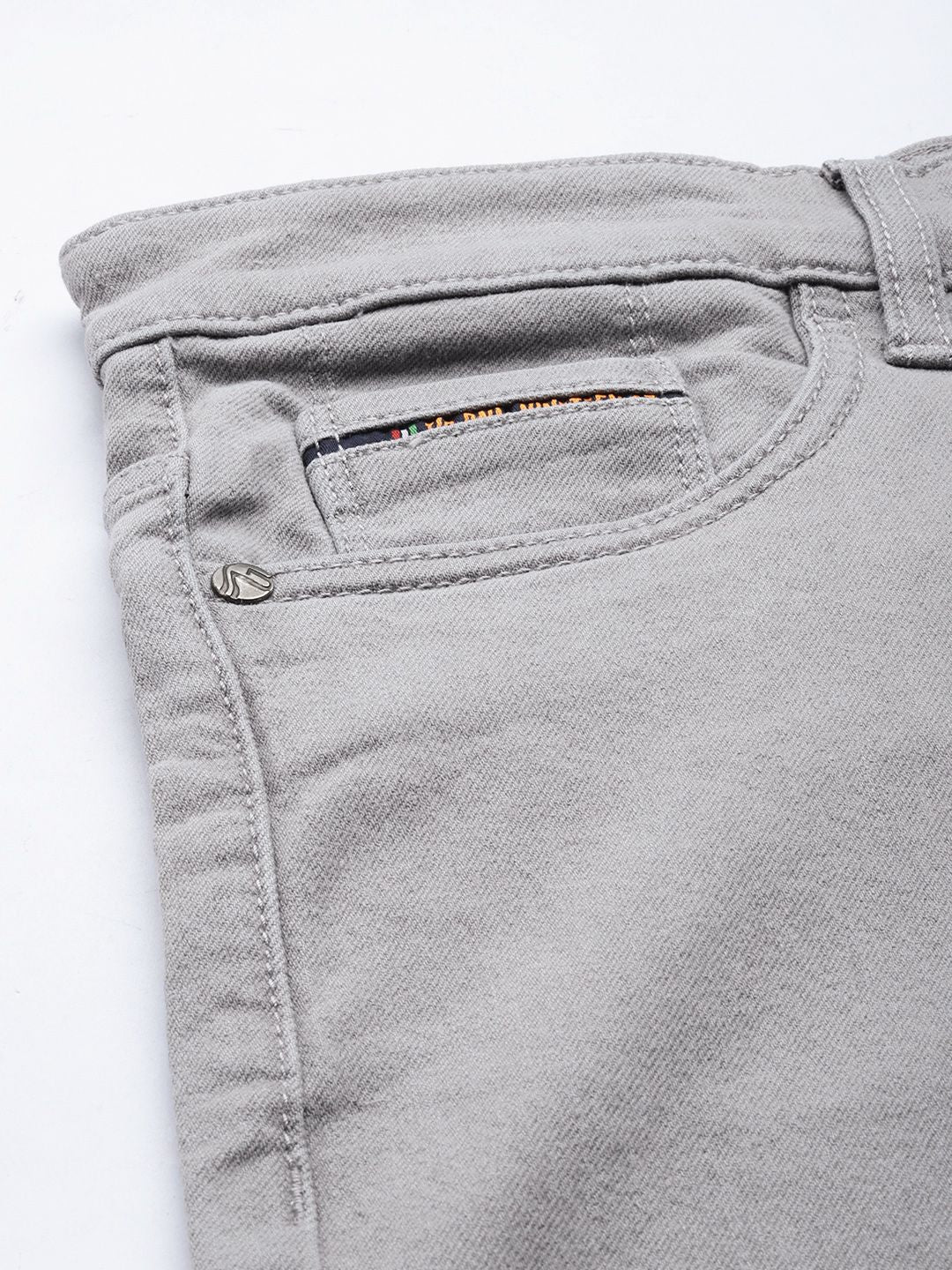 The Indian Garage Co Men Grey Slim Fit Mid-Rise Clean Look Stretchable Jeans