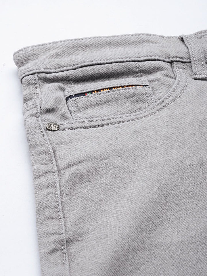 The Indian Garage Co Men Grey Slim Fit Mid-Rise Clean Look Stretchable Jeans