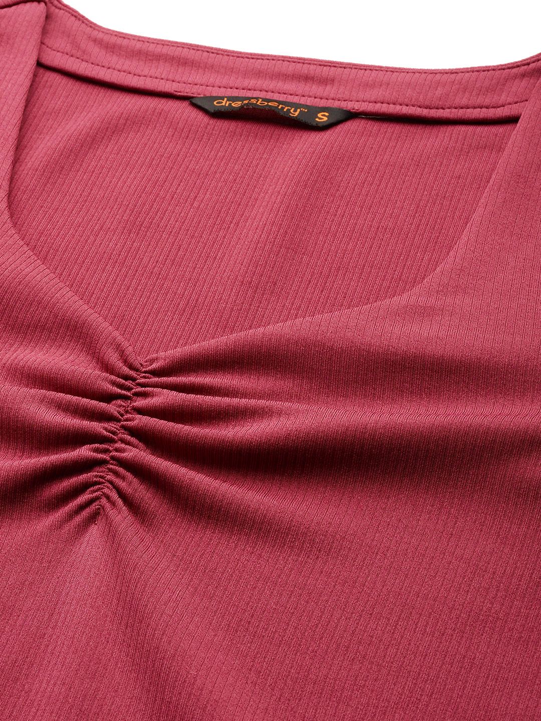 DressBerry Solid Ruched Bodycon Mini Dress