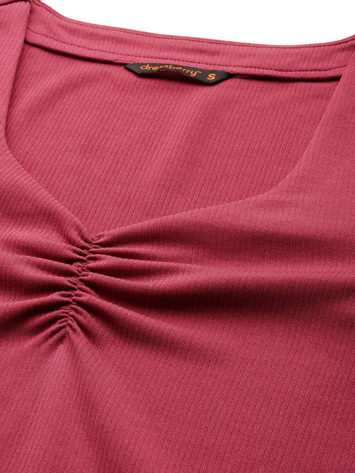 DressBerry Solid Ruched Bodycon Mini Dress