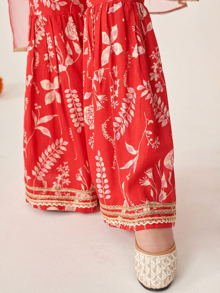 pspeaches Girls Ethnic Motifs Printed Gotta Patti Kurta Sets With Dupatta