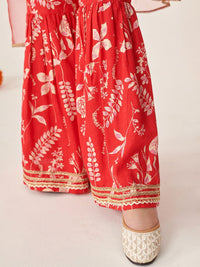 pspeaches Girls Ethnic Motifs Printed Gotta Patti Kurta Sets With Dupatta
