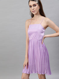STREET 9 Lavender Satin A-Line Midi Dress