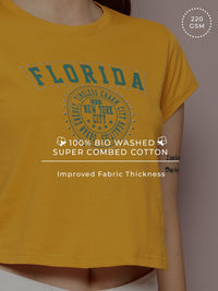 DILLINGER Women's Regular Cropped Stud & Printed Tshirt