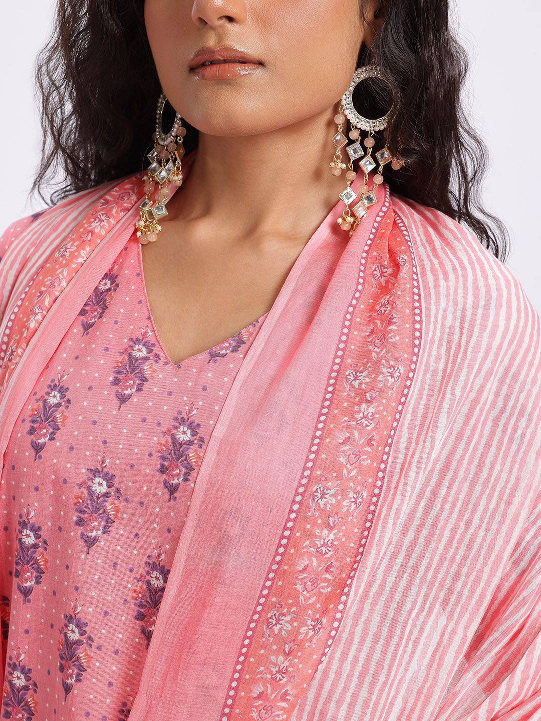 Anouk Printed Pure Cotton Kurta with Trousers & Dupatta