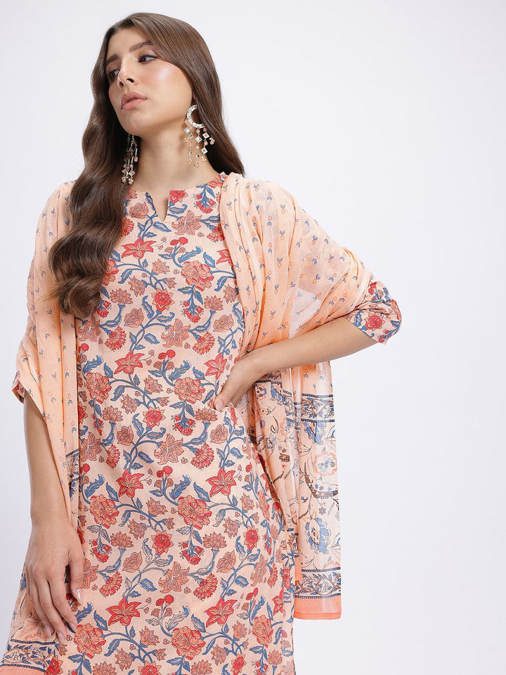 Anouk Ethnic Motifs Print Kurta With Trousers & With Dupatta