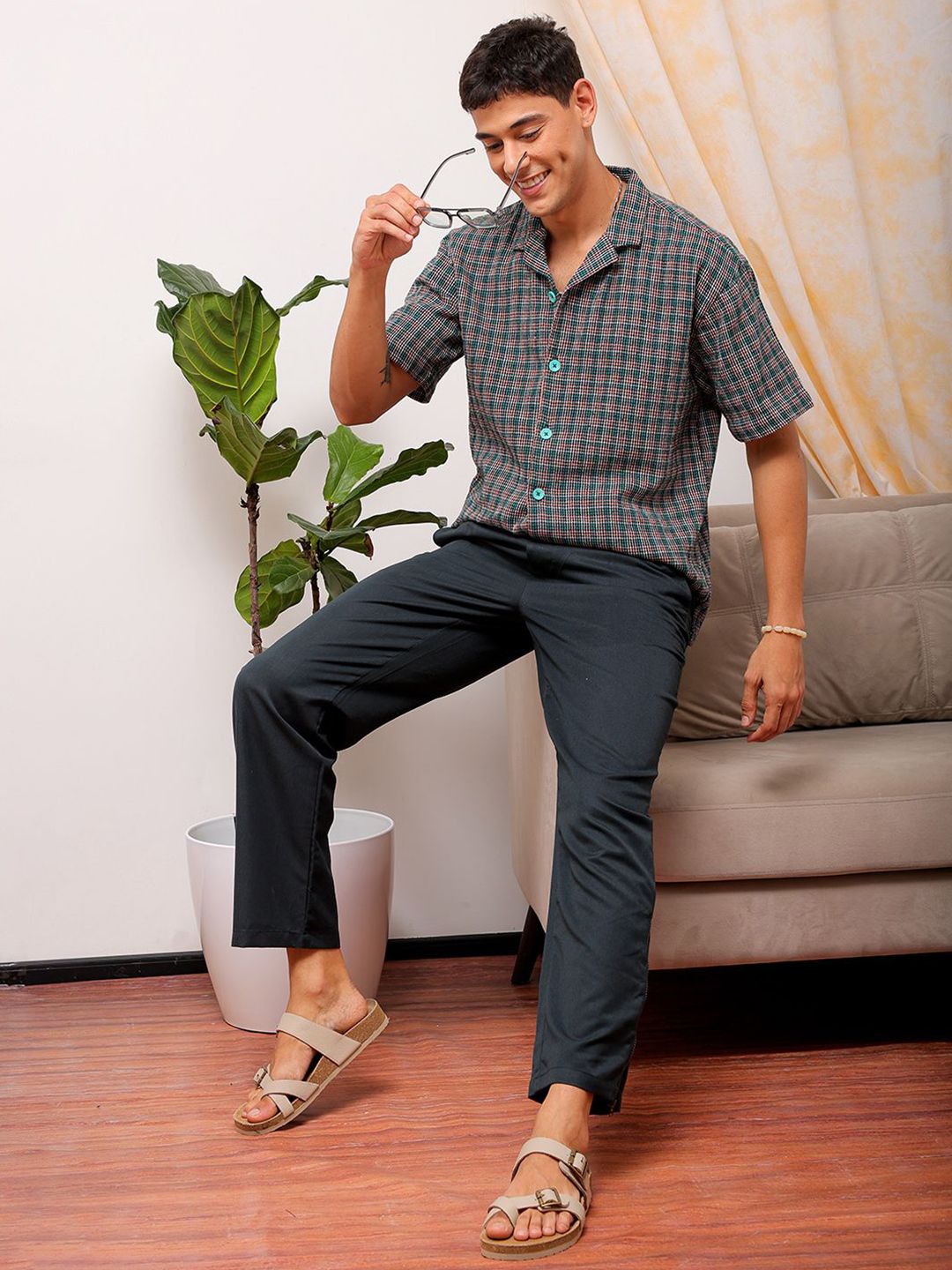 The Indian Garage Co Men Relaxed Fit Checked Resortwear Shirt