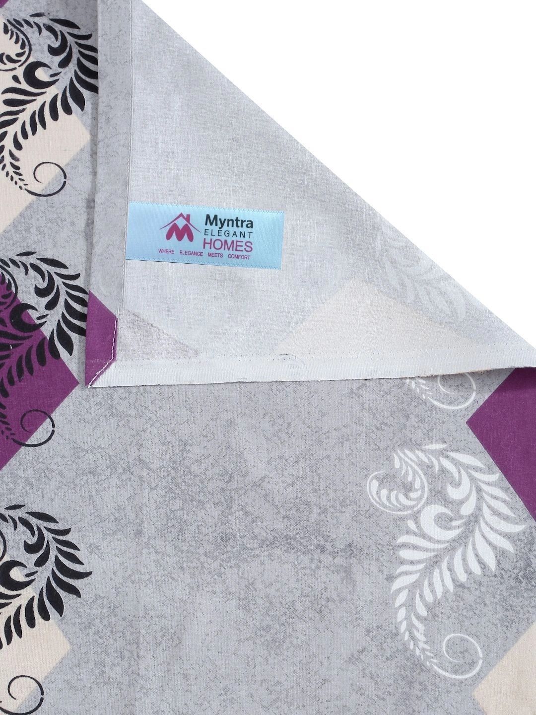 Myntra Elegant Homes Purple & Blue Geometric 400 TC Single Bedsheet with 1 Pillow Covers