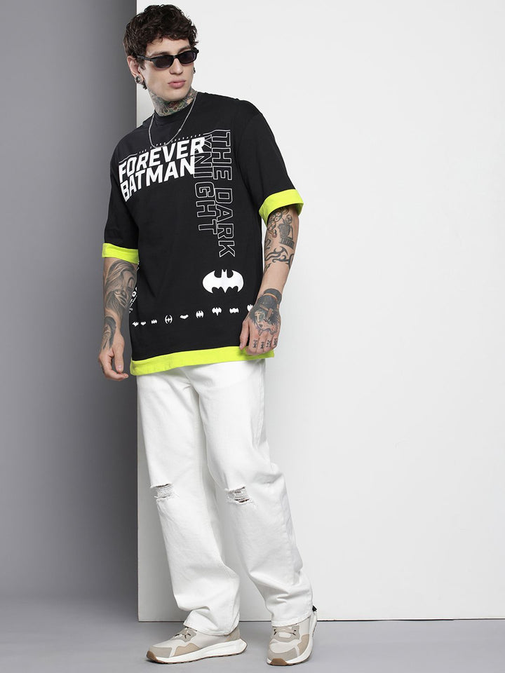 The Indian Garage Co Batman Printed Oversized Pure Cotton T-shirt