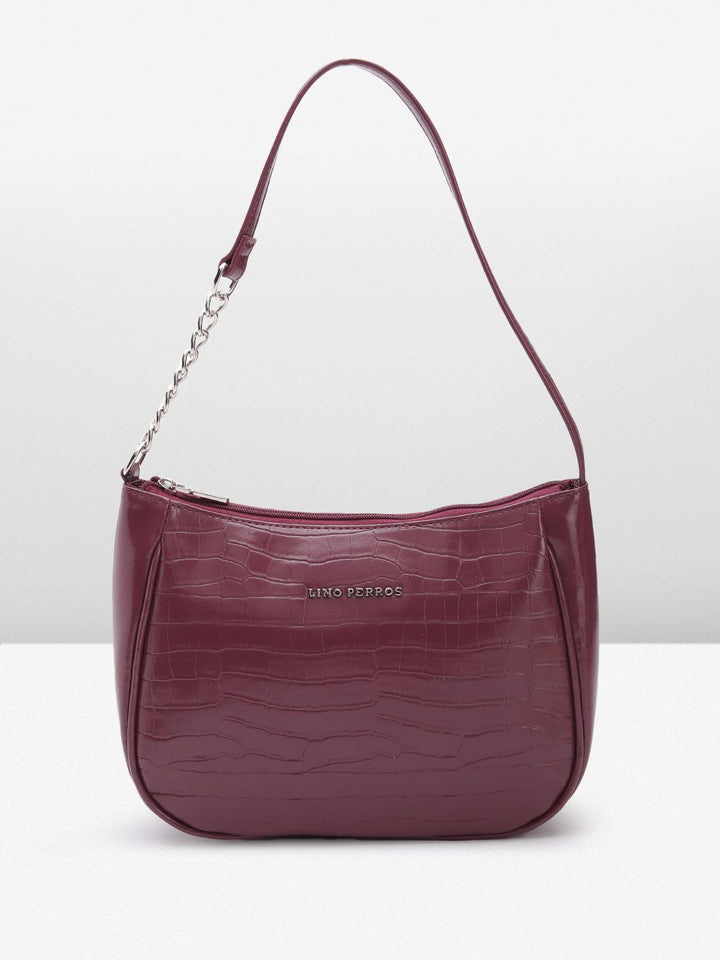 Lino Perros Croc Textured Structured Baguette Bag