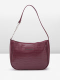 Lino Perros Croc Textured Structured Baguette Bag