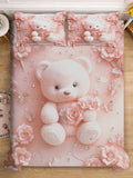 KLOTTHE Pink Cartoon Characters Printed 400 TC King Superfine Bedsheets