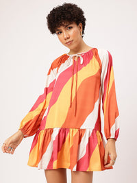 DressBerry Hello Sunshine Tie-Up Neck Abstract Printed Drop-waist Dress