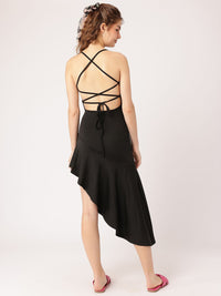 DressBerry Perfect LBD Stylised Back Asymmetric Hem Dress