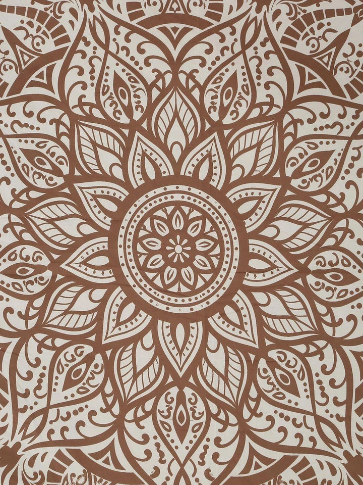 Myntra Elegant Homes Berwarna Krim & Bunga Coklat 400 TC Cadar Katil King dengan 2 Sarung Bantal