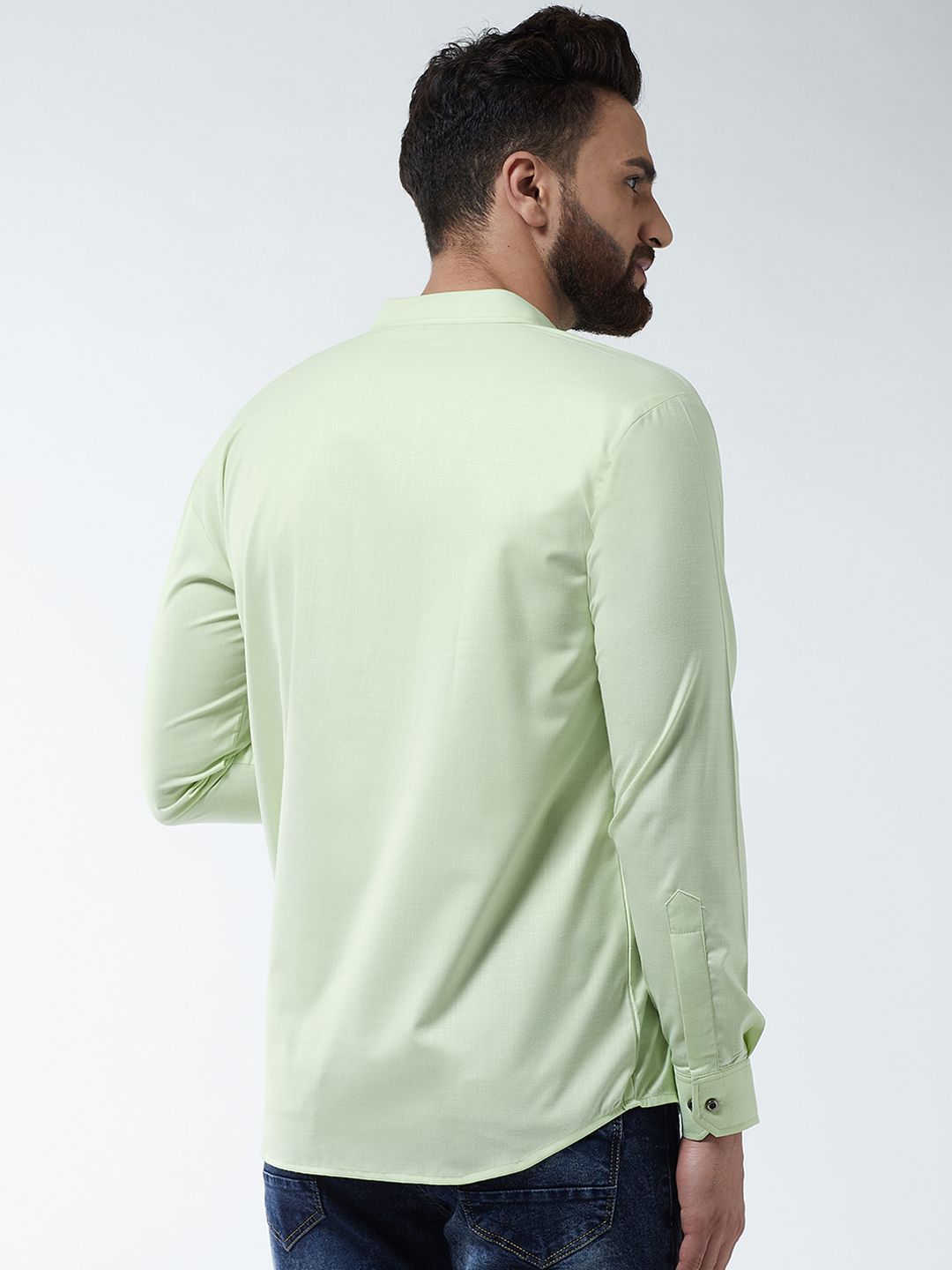 SOJANYA Men Green Solid Straight Kurta