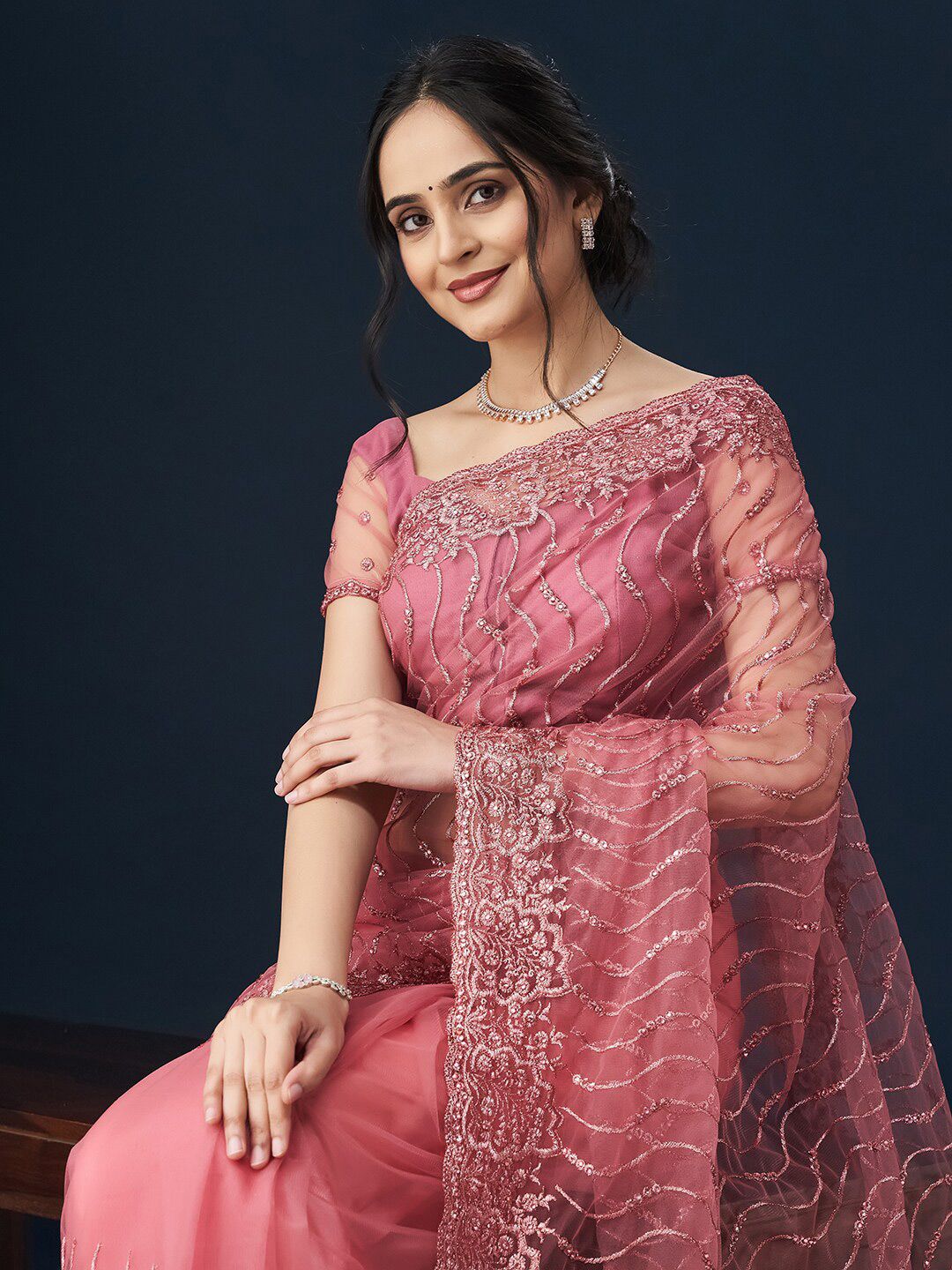 Saree Sulam Bunga kasee
