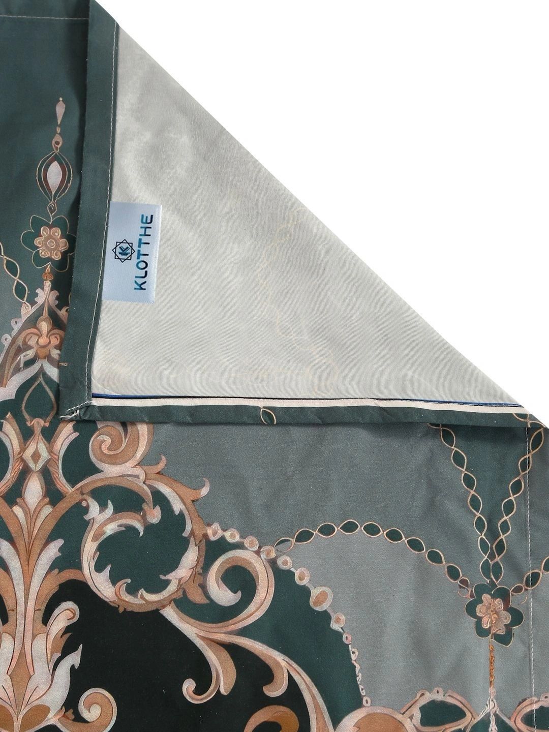 Moda Rapido X KLOTTHE Green & Gold-Toned Ethnic Motifs 400 TC King Bedsheet with 2 Pillow Covers