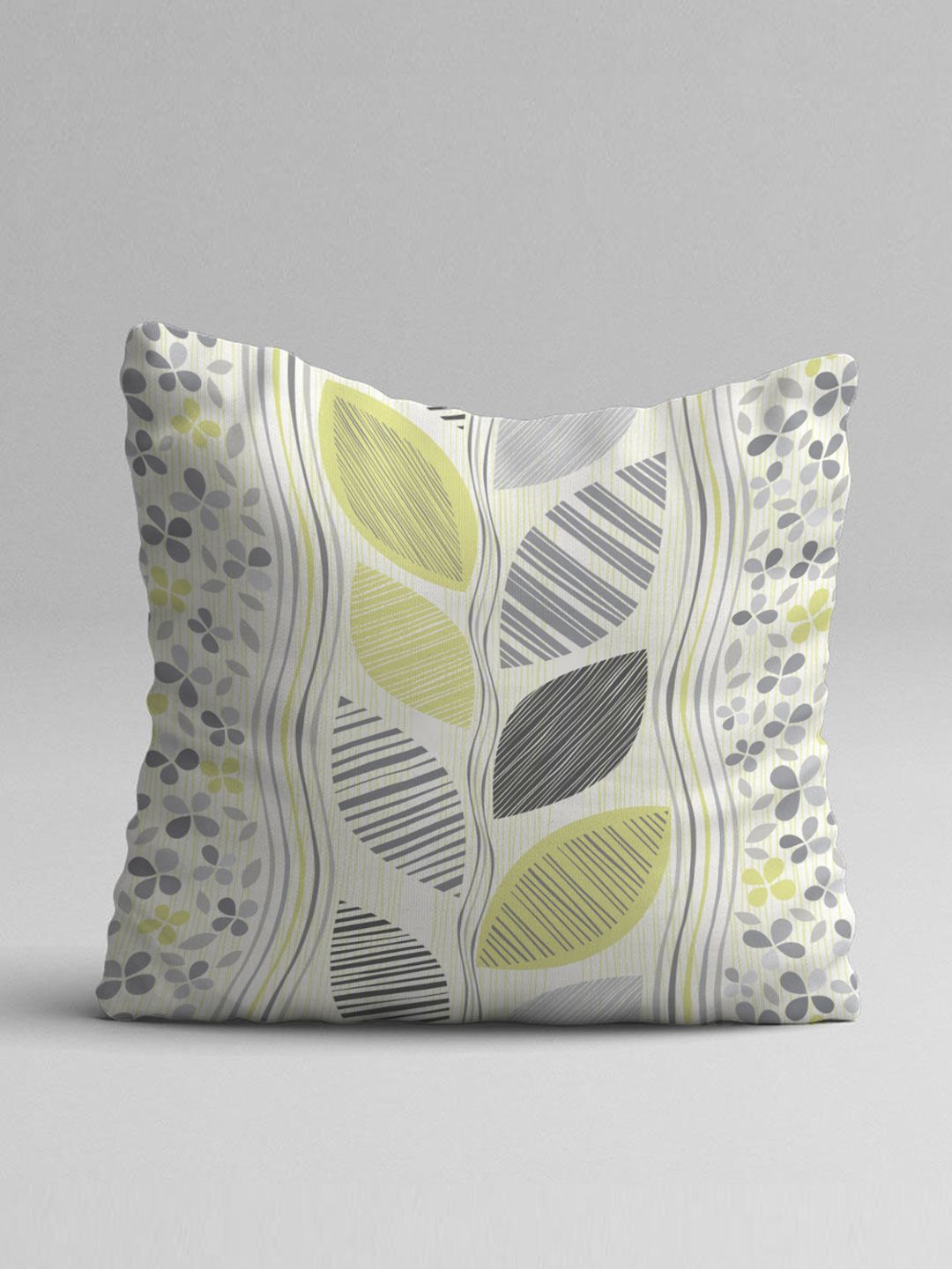 STITCHNEST Yellow & White Set of 5 Floral Square Cushion Covers