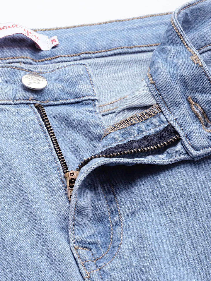 all about you Women Straight Fit High-Rise Slash Knee Stretchable Jeans