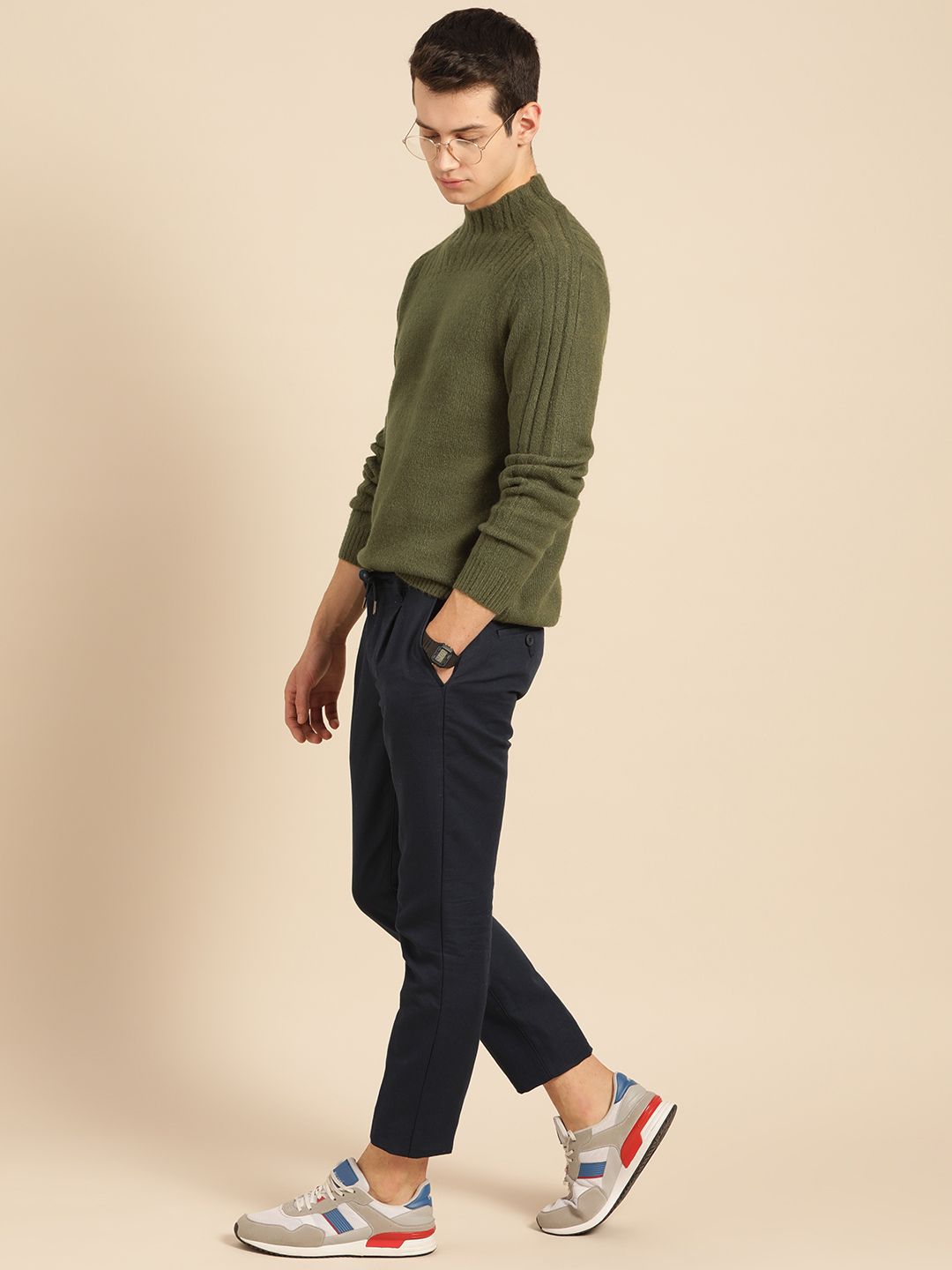 Mr Bowerbird Men Olive Green Solid Pullover