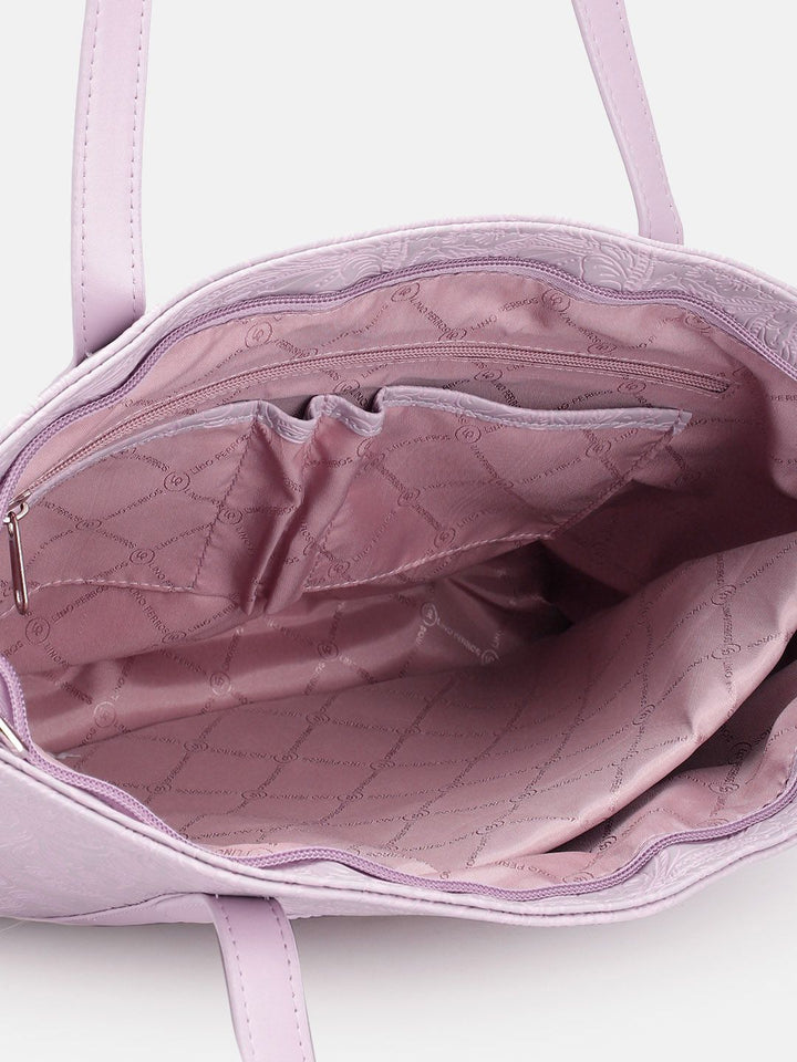 Lino Perros Floral Textured Structured Shoulder Bag with Laptop Compartment