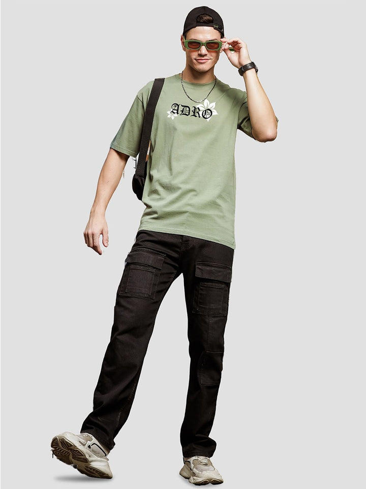 ADRO Men Graphic Printed Round Neck Cotton Oversized T-Shirt