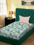 Moda Rapido X KLOTTHE Green & White Floral 120 TC Single Bedsheet with 1 Pillow Covers