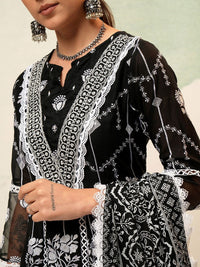 Vishudh Women Ethnic Motifs Embroidered Regular Pure Cotton Kurta with Trousers & Dupatta