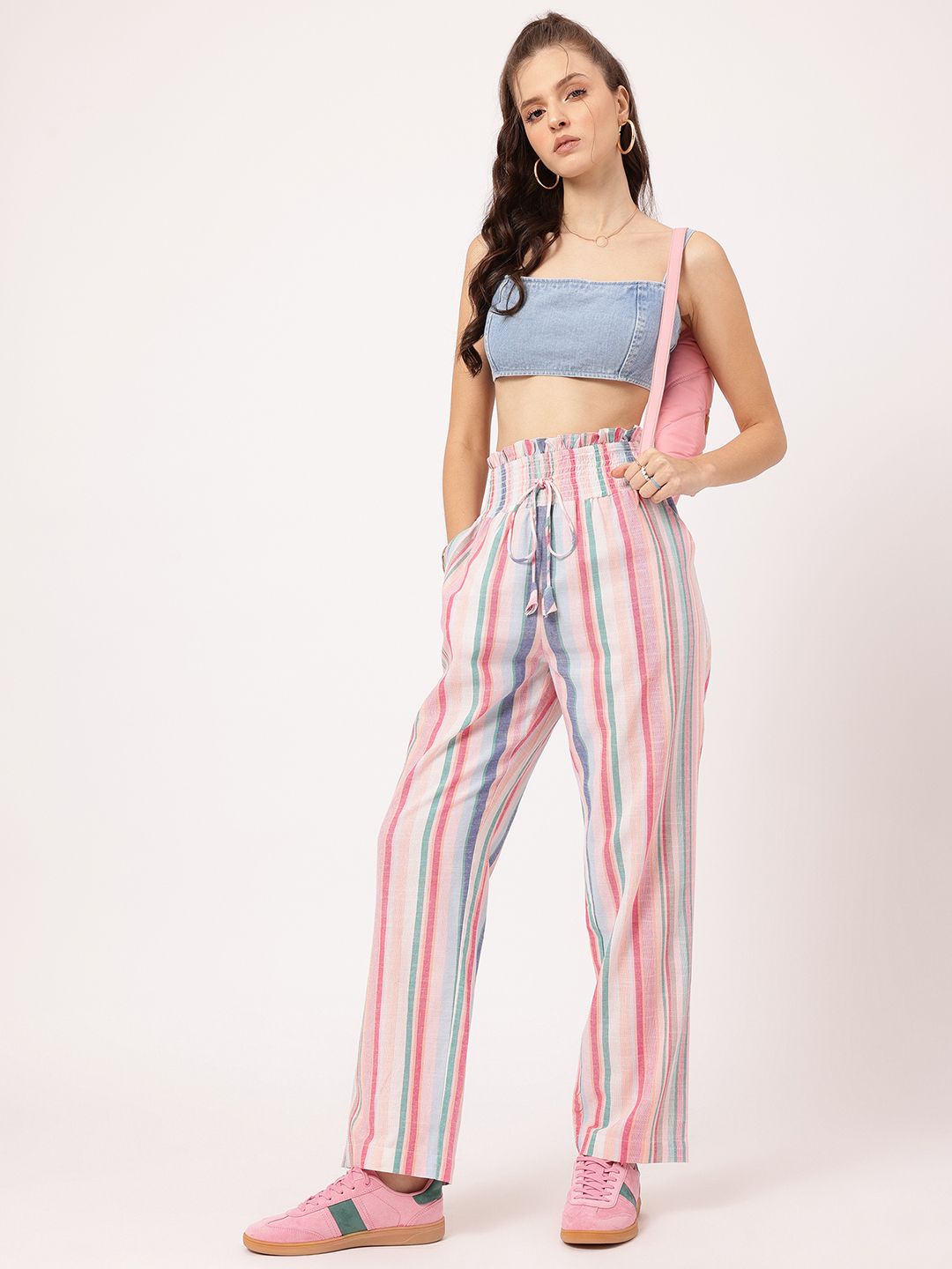 DressBerry Women Elevated Essentials Striped Trousers