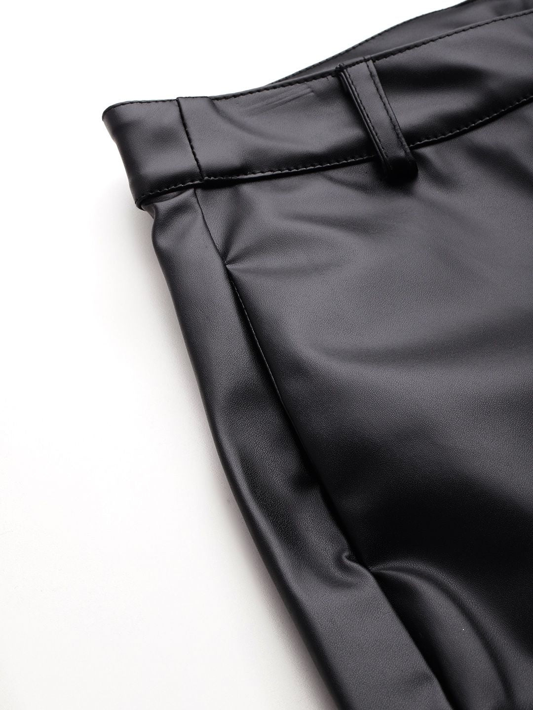 DressBerry Women  Regular-Fit Faux Leather Wide Leg Trousers