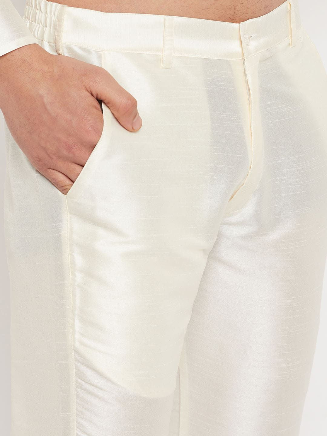 VASTRAMAY Mandarin Collar Straight Kurta with Pyjamas & Nehru Jacket
