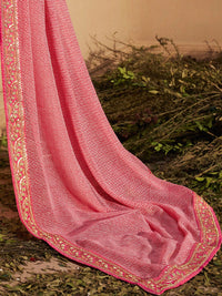 KALINI Striped Embroidered Pure Georgette Leheriya Saree