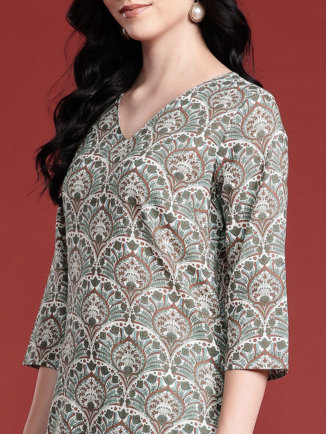 Anouk Ethnic Motifs Printed Kurta with Trousers & With Dupatta