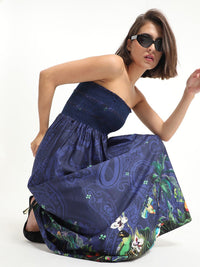 RAREISM Pure Cotton Tropical Print Tube Dress