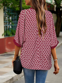 all about you Geometric Print V-Neck Kimono Sleeve Regular Top
