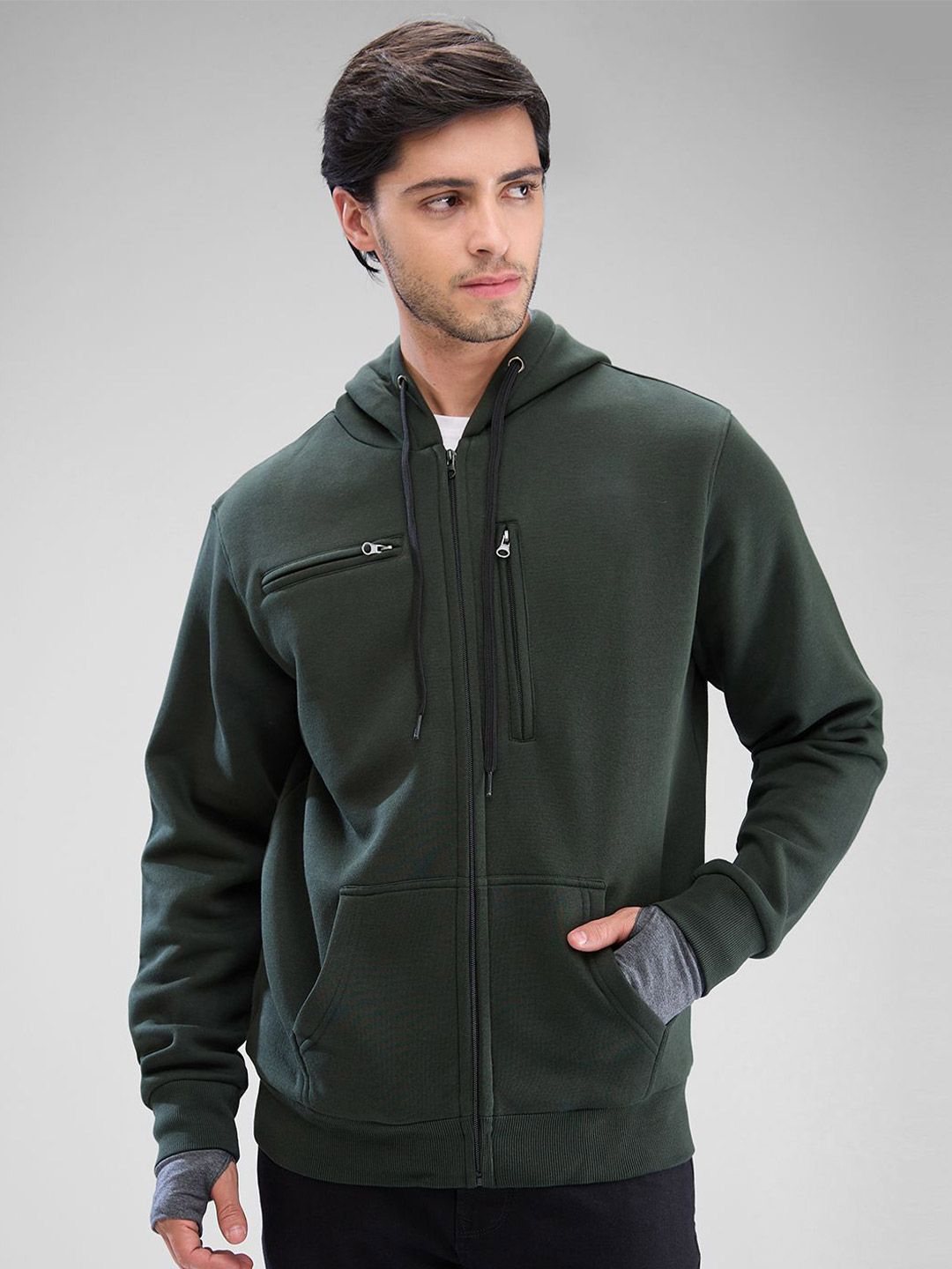 SPYKAR Men Solid Hooded Sweatshirt