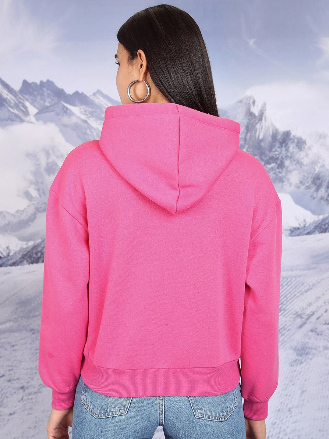 Tokyo Talkies Pink Typography Printed Hooded Pullover Sweatshirt