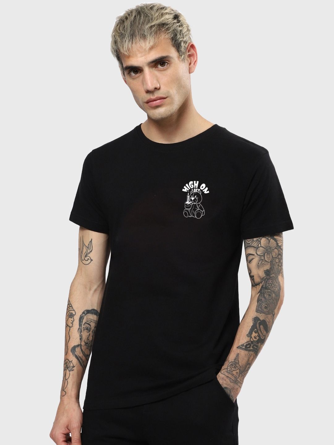 Bewakoof Men Pure Cotton Black Typography Printed T-shirt