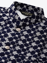 SOJANYA Men Olive Ethnic Motifs Embroidered Thread Work Kurta with Churidar