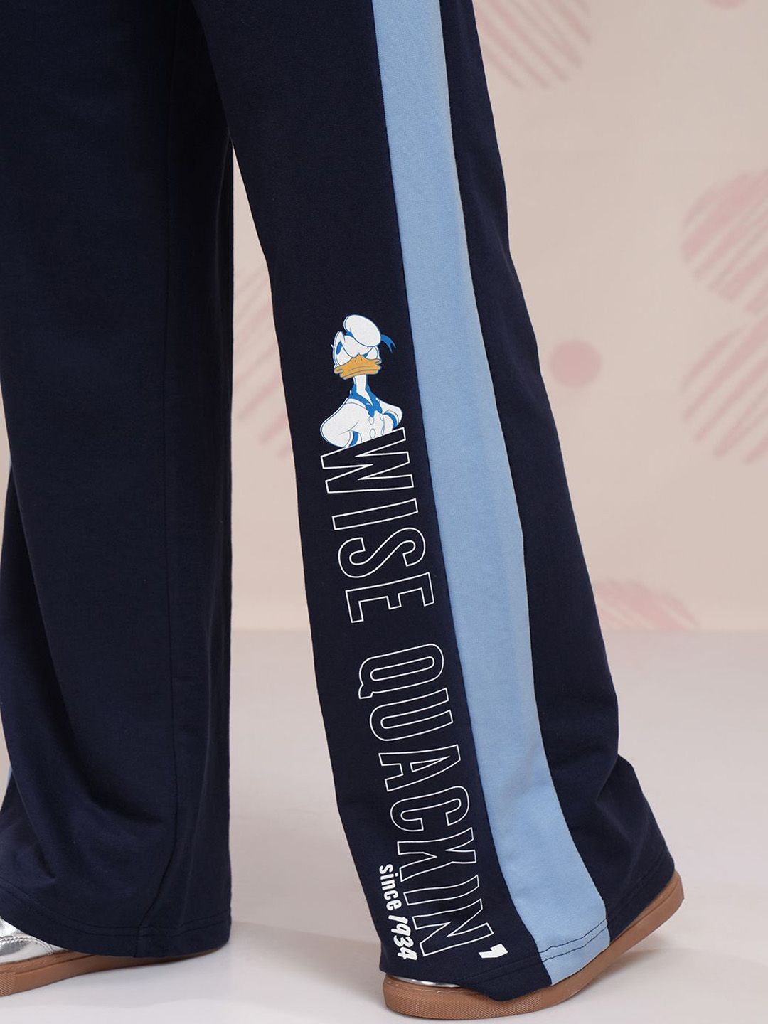 Tokyo Talkies Women Typography Printed Flared Flat Front High Rise Trousers