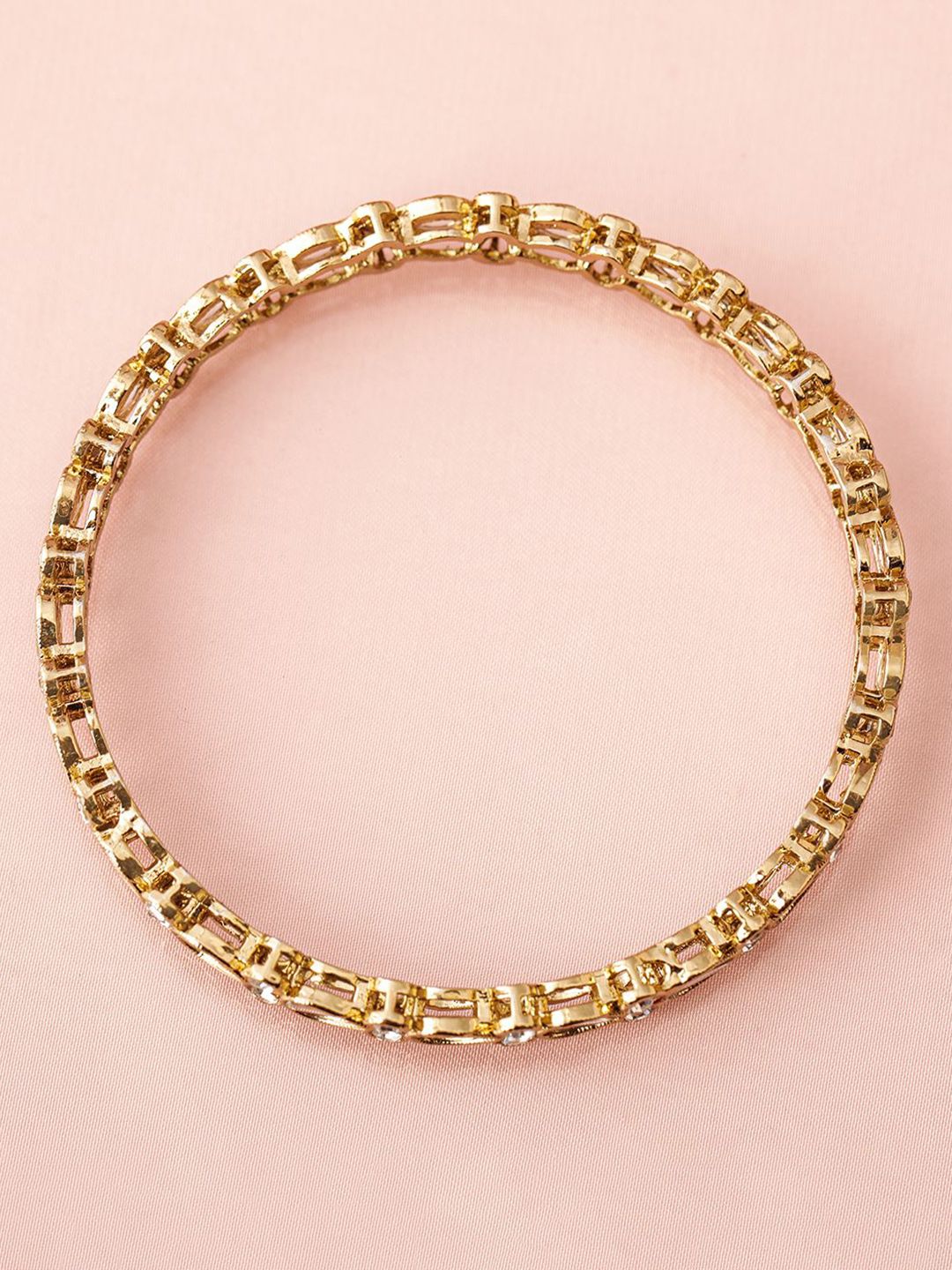 Rubans Set of 4 18K Mehandi Gold-Plated Kundan & Cubic Zirconia Studded Designer Bangles