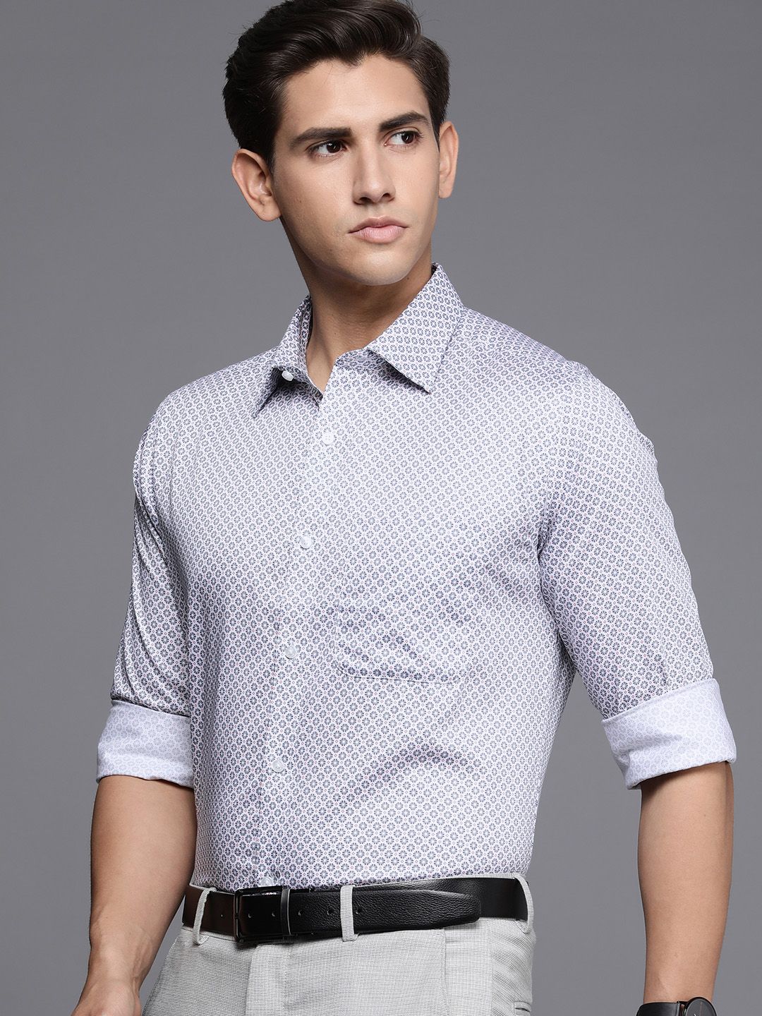 Raymond Pure Cotton Slim Fit Opaque Printed Formal Shirt