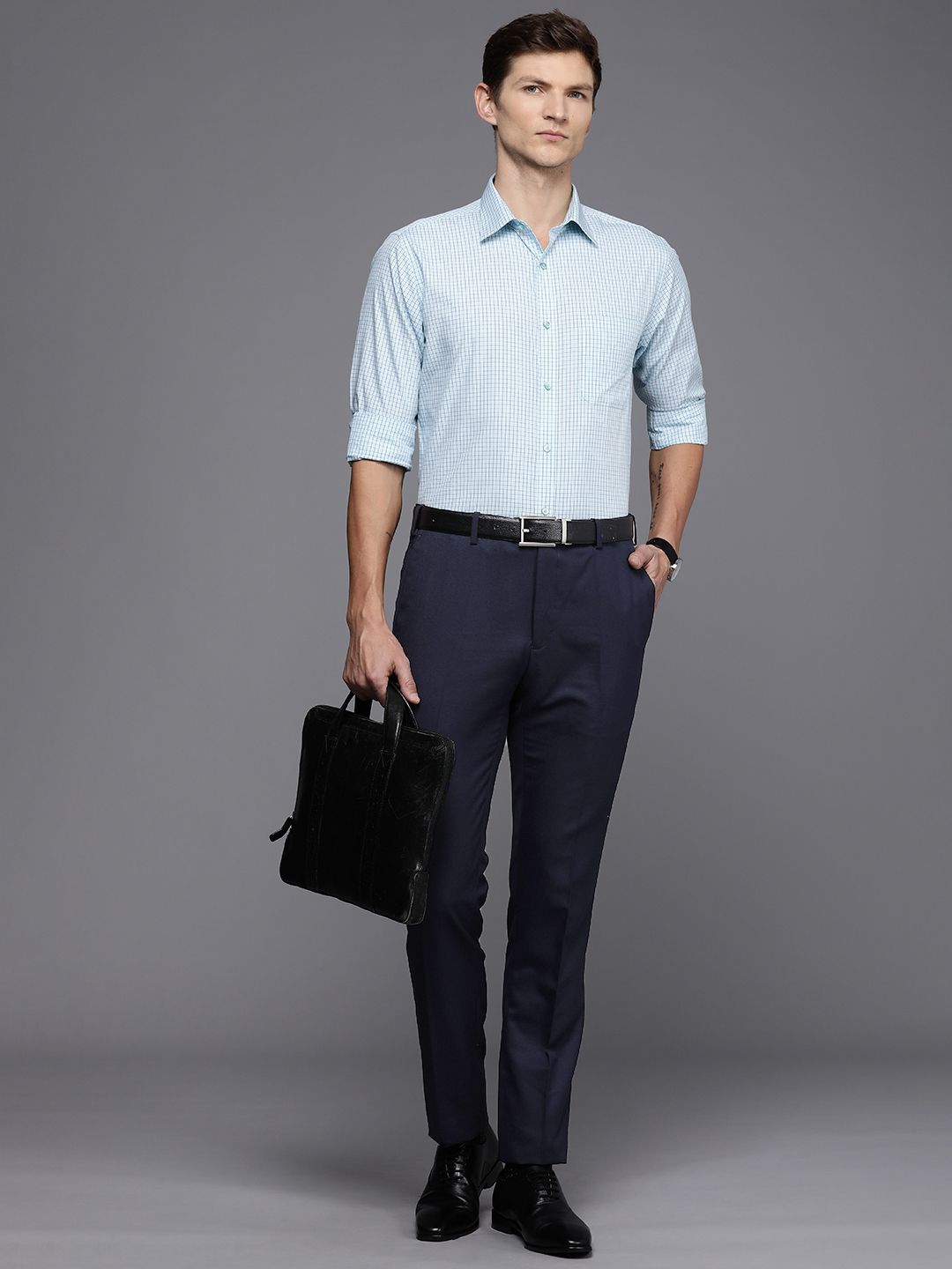 Raymond Men Textured Slim Fit Formal Trousers
