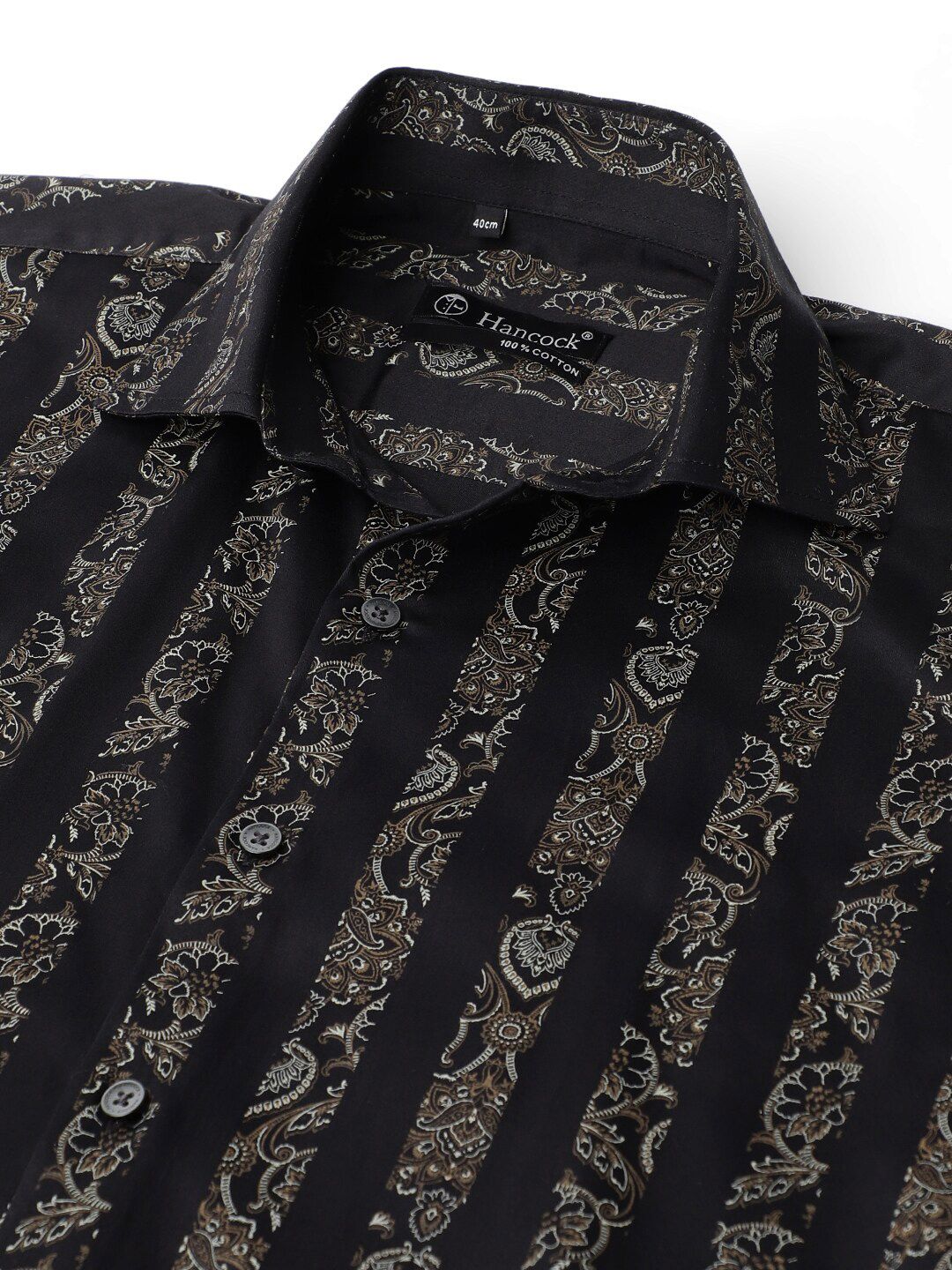 Hancock Pure Cotton Premium Floral Print Striped Satin Slim Fit Party Shirt