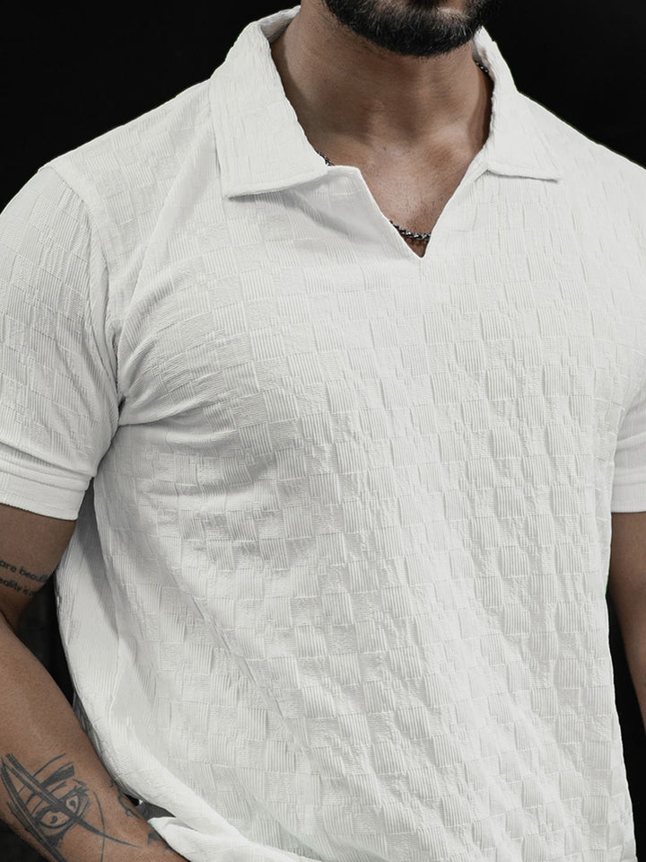 Powerlook Men Self Design Polo Collar T-Shirt