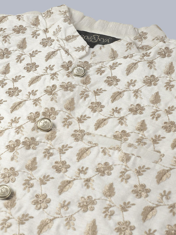 SOJANYA Men Leheriya Embroidered Sequinned Pure Cotton Kurta With Churidar & Nehru Kurta