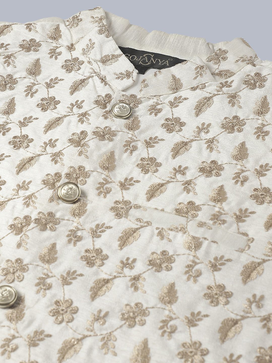 SOJANYA Men Leheriya Embroidered Sequinned Pure Cotton Kurta With Churidar & Nehru Kurta